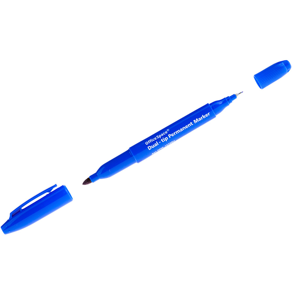 Маркер перманентный двухсторонний OfficeSpace синий, пулевидный, 0,8/2,2мм DPM_1576BU