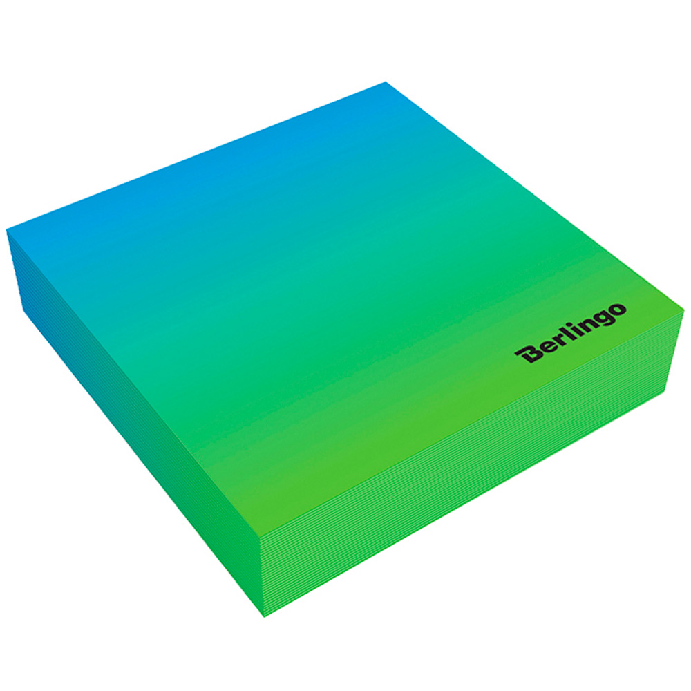 Блок для записей Berlingo "Radiance" 8,5*8,5*2см, голубой/зеленый, 200л. 298601.