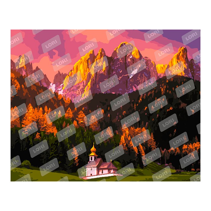 Набор ДТ Картина по номерам "Храм в горах" на картоне 40*50 см Кпн-175 Lori.