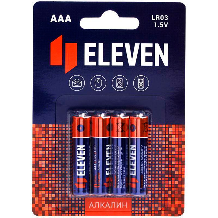 Батарейка Eleven AAA (LR03) алкалиновая, (4шт) BC4 301745