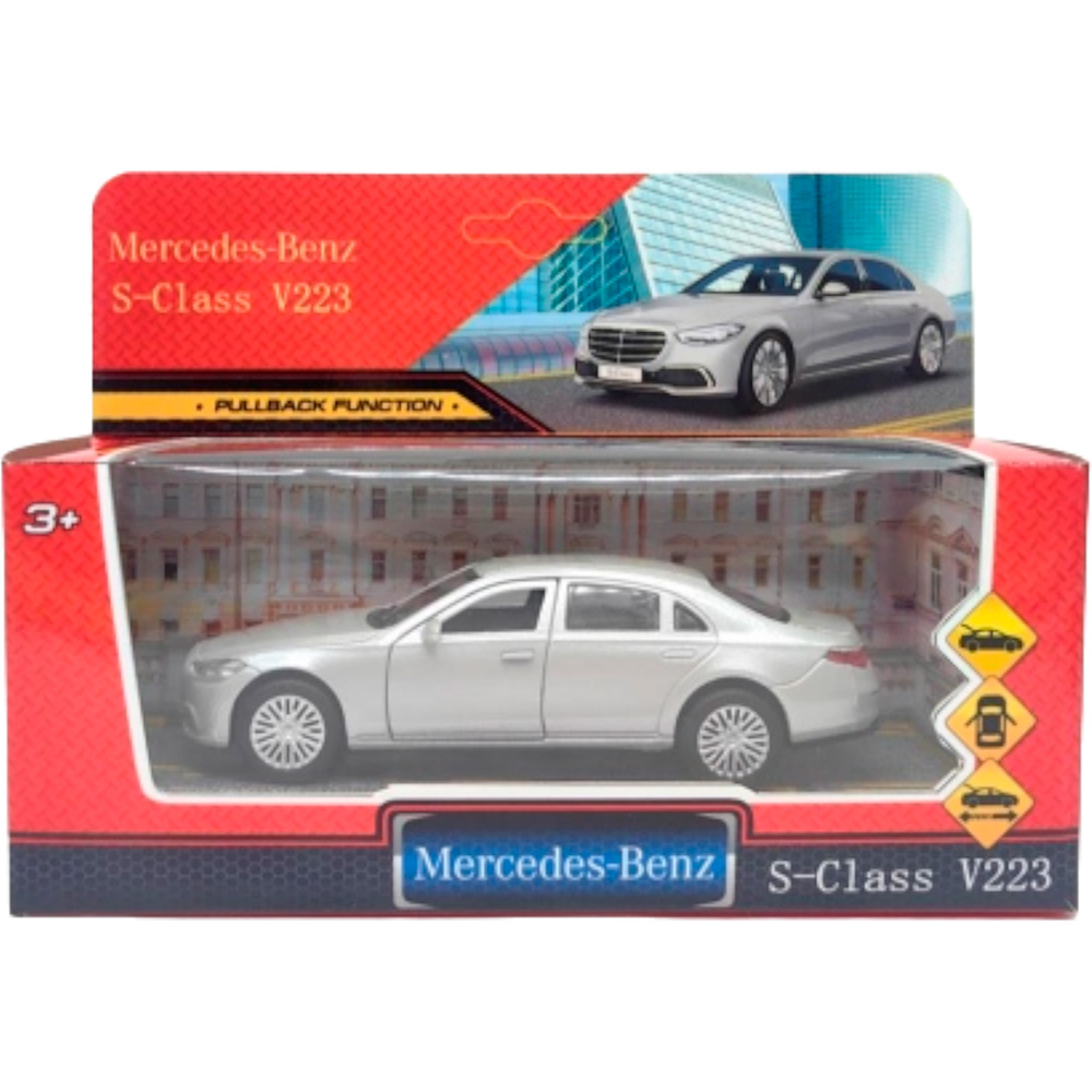 Модель SCLASS-13-SR MERCEDES-BENZ s-class v223 12см,дв,багаж,инер,серебристый Технопарк в коробке