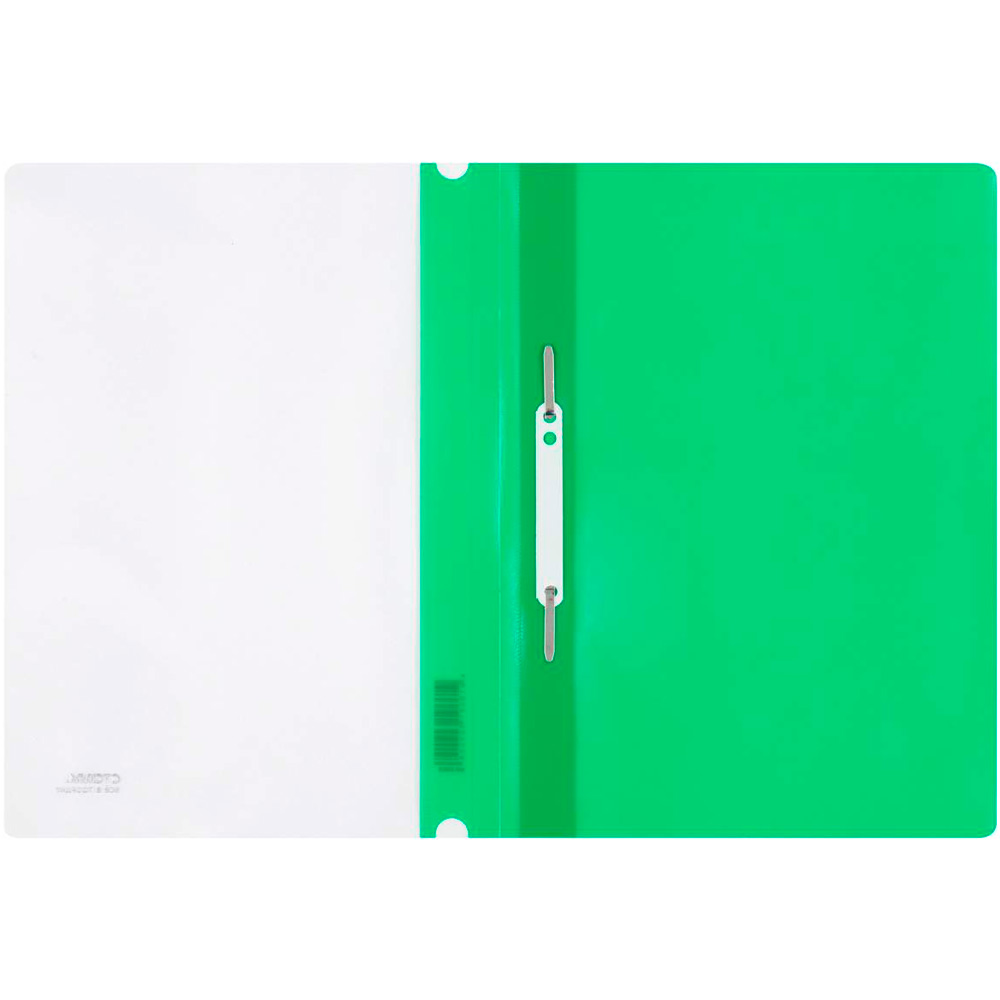 Папка-скоросшиватель пластик. СТАММ А4, 180мкм, зеленая с прозр. верхом 356764.