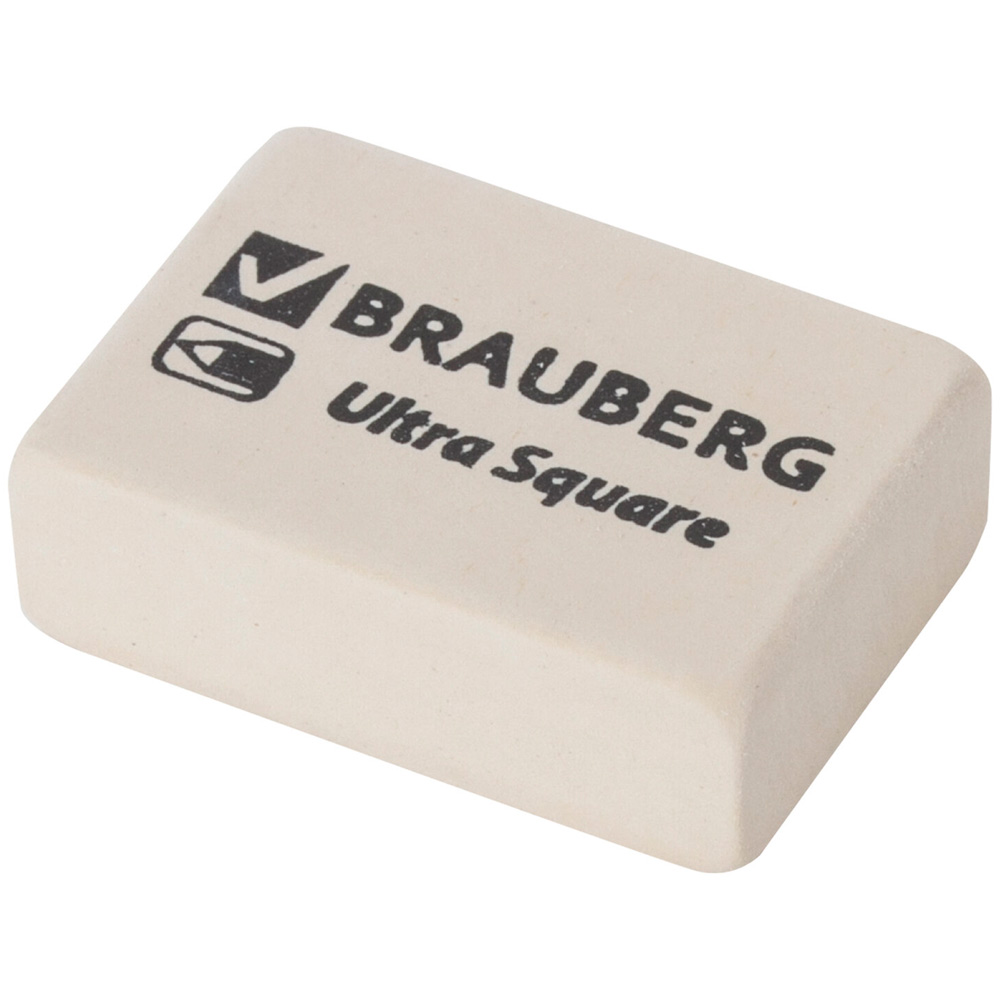 Ластик BRAUBERG "Ultra Square" 26х18х8мм, белый, натуральный каучук 228707