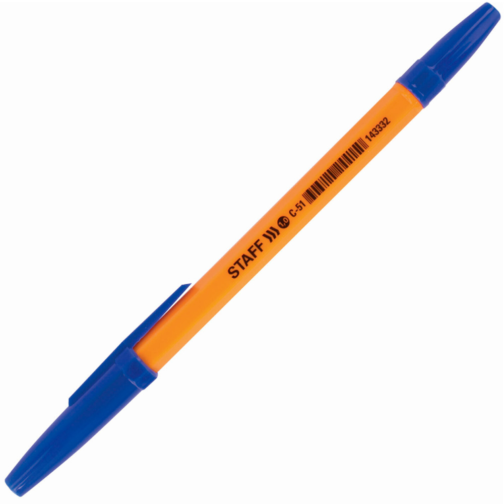 Ручка шариковая синяя STAFF ORANGE C-51 143332