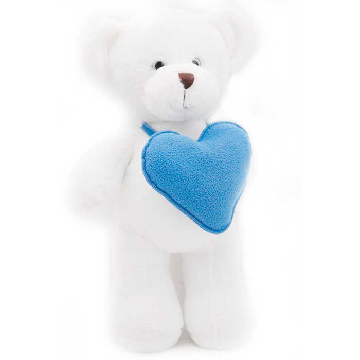 Мягкая игрушка Мишка Аха белоснежный 33 см с голубым сердцем 0913333
