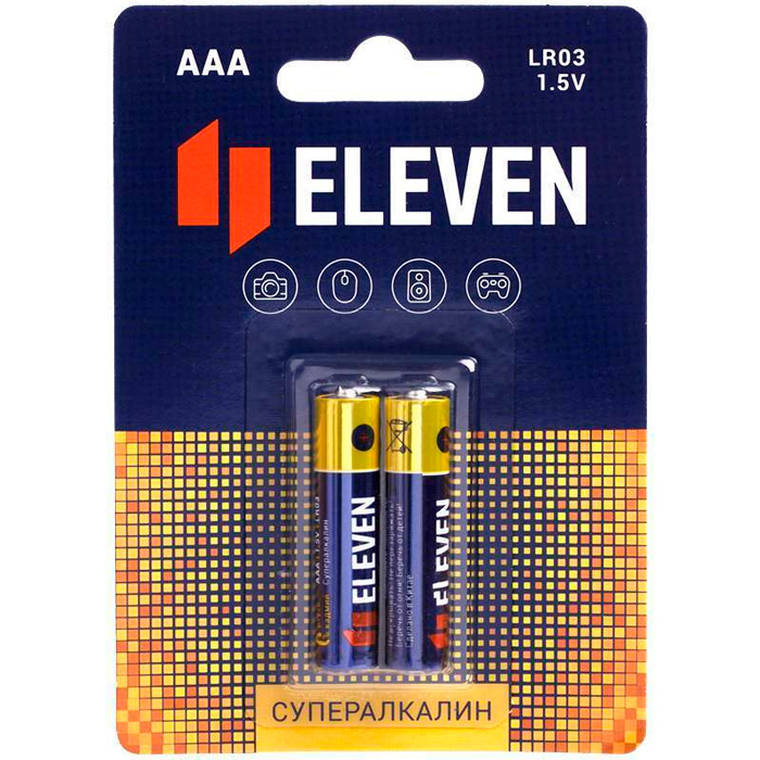 Батарейка Eleven SUPER AAA (LR03) алкалиновая,(2шт) BC2  301753 .