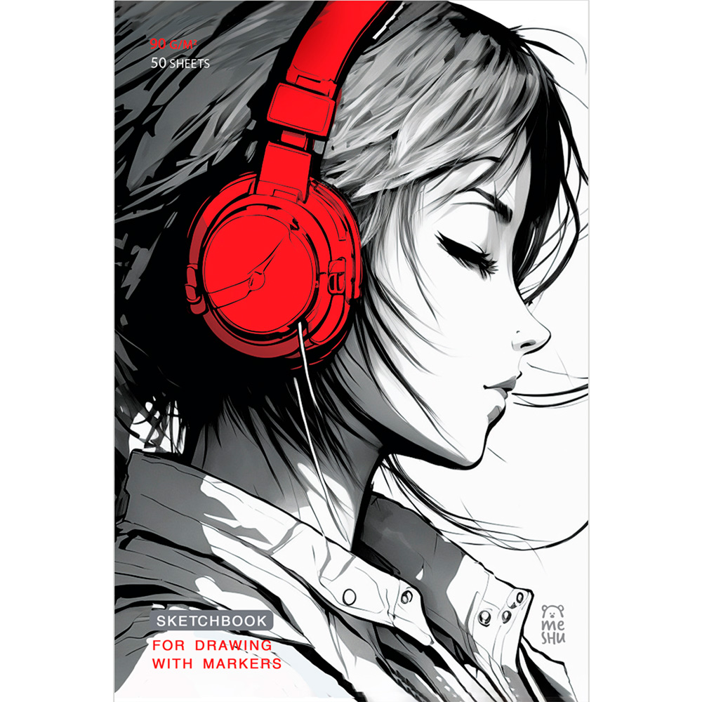 Скетчбук д/рис маркерами 50л. Girl and music soft touch MESHU MS_53574