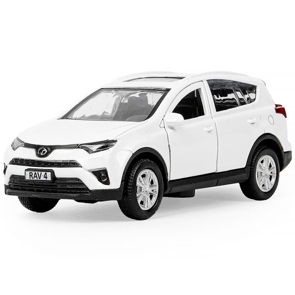 Модель RAV4-WH-WOD TOYOTA RAV4 длина 12 см двери, багажн, инерц. белый Технопарк в кор. 