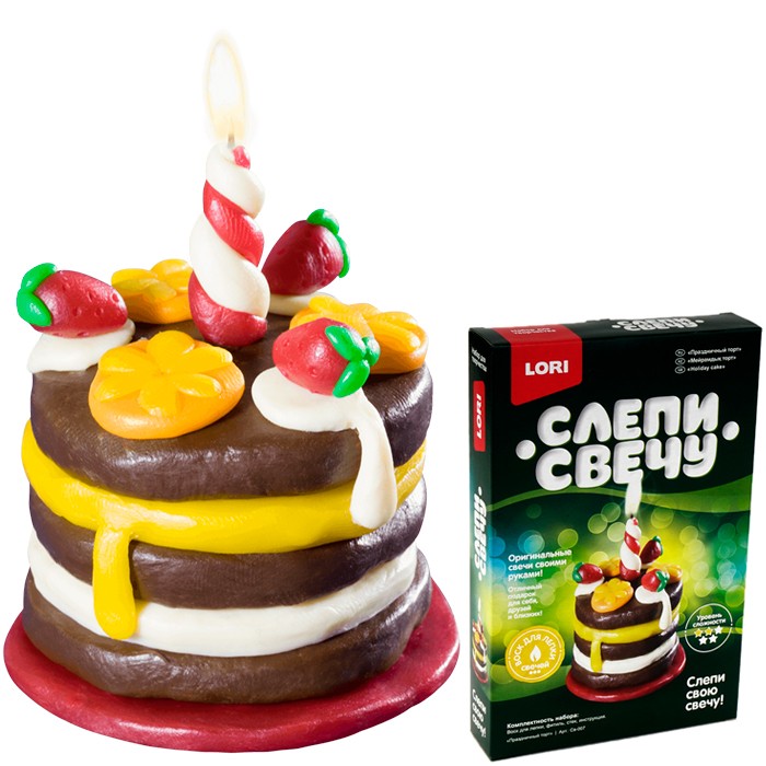 Набор для творчества Восковая свеча Праздничный торт Св-007 Lori