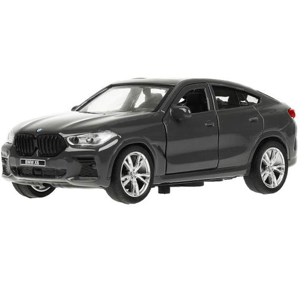 Модель X6-12-GY BMW X6 длина 12 см, двери, багаж, инер, темно серый Технопарк в кор.