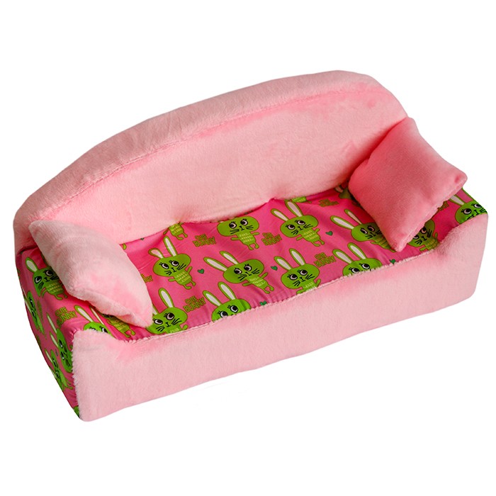 Мебель мягкая Диван,2 подушки "Кролики розовые" с розовым плюшем НМ-002/1-31
