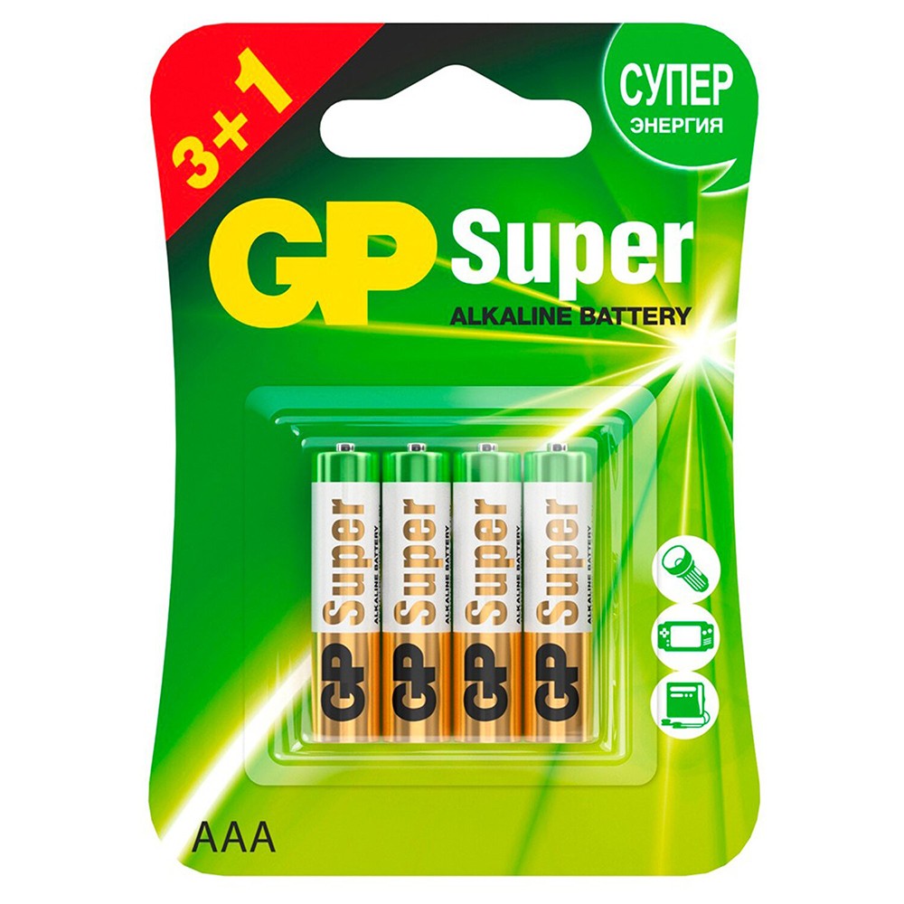 Элемент питания  GP Super, AAA (LR03,24А) 3+1, 24A3/1-2CR4 /цена за упак/