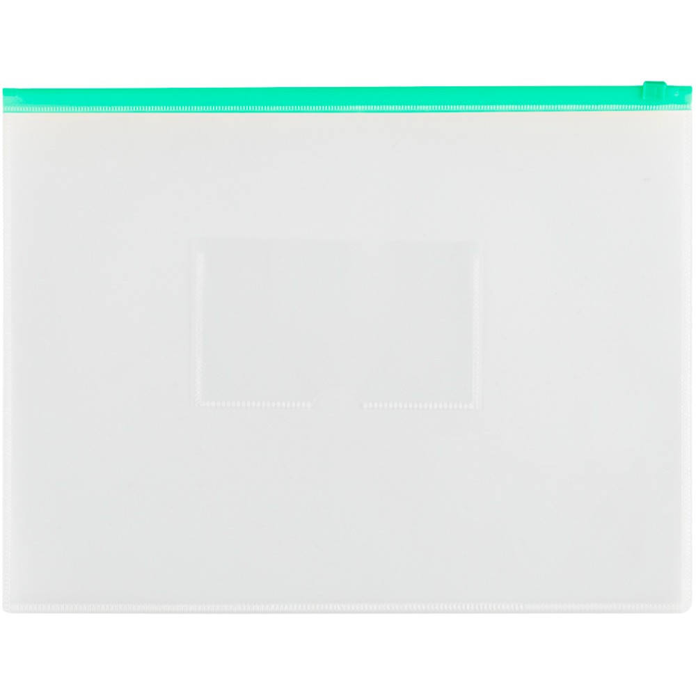 Папка-конверт на zip-молнии OfficeSpace А4 150мкм, прозрачная, карман, молния зеленая