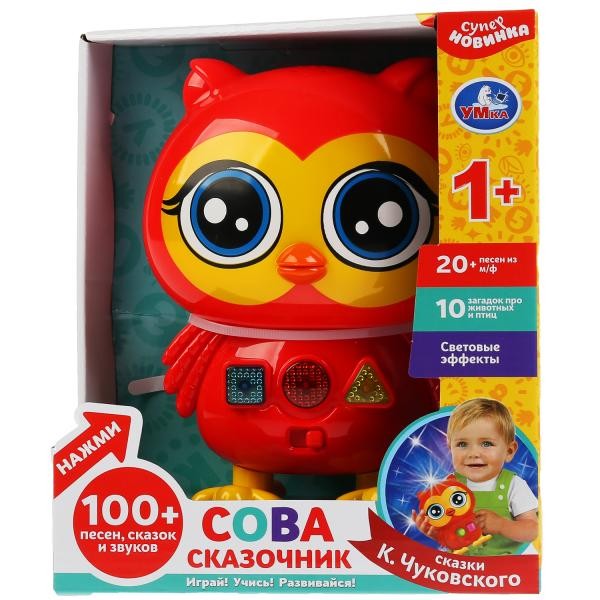 Игрушка на бат. Сказочник Сова 4 сказки К.Чуковского, 20+ песен из м/ф, 10 загадок HT821-R