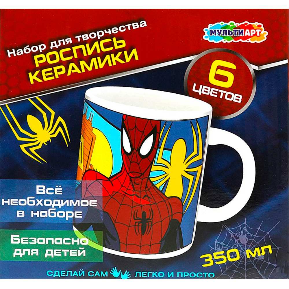 Набор для творчества Кружка для росписи 6 цв. Супергерой МУЛЬТИ АРТ MUG-PAUK1