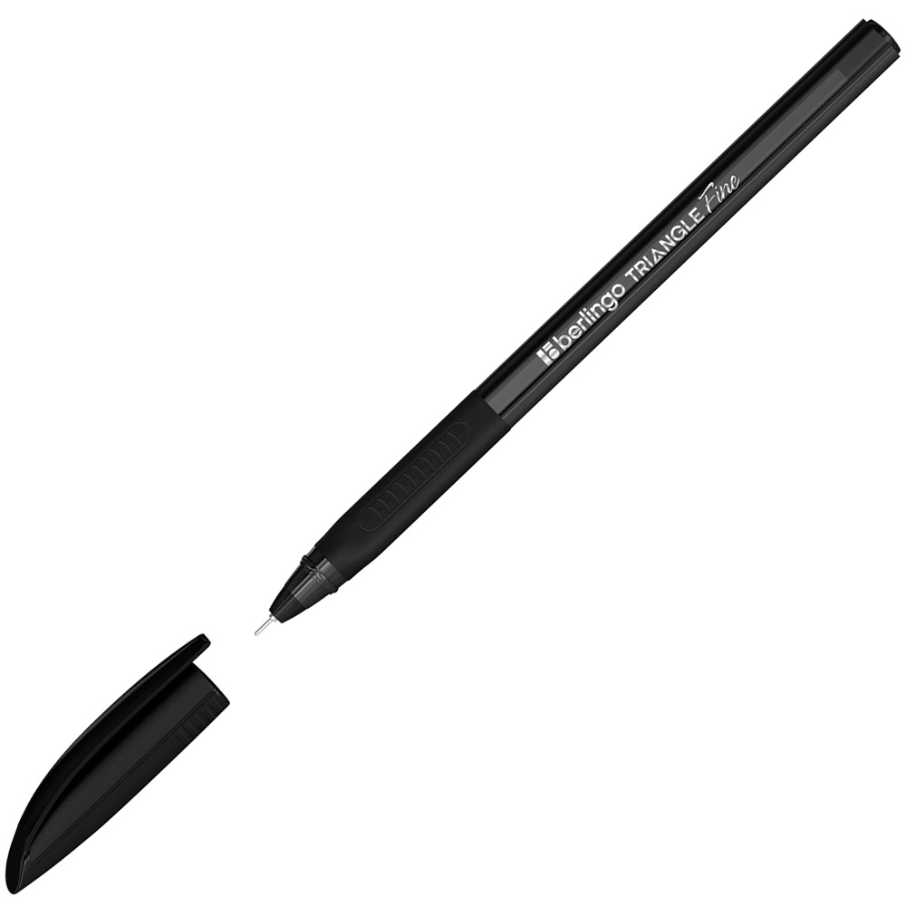 Ручка шарик Berlingo "Triangle Fine" черная, 0,3мм, трехгран., грип 358602