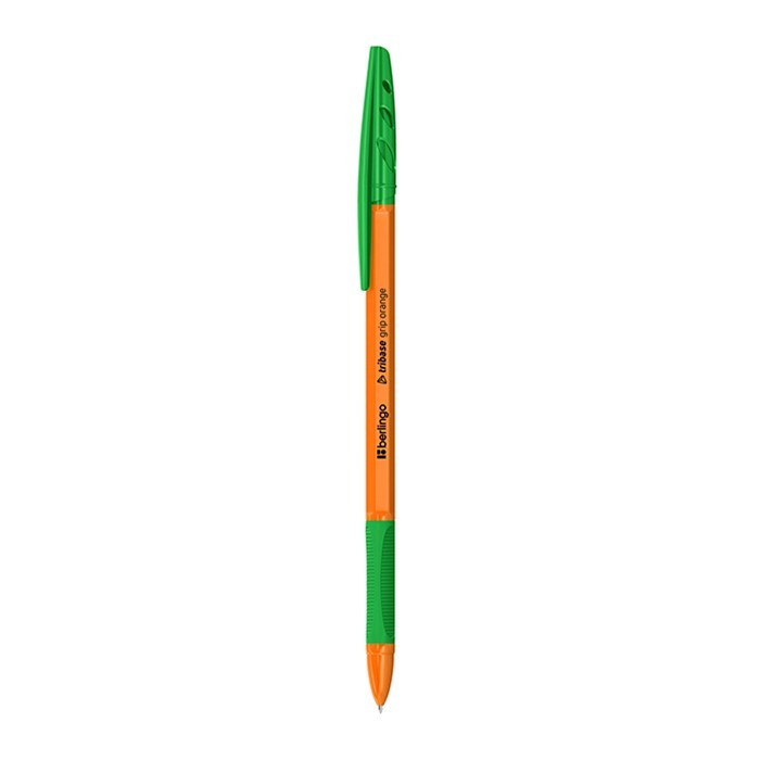 Ручка шарик зеленая 0,7мм Berlingo "Tribase grip orange" 355443